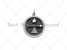 Load image into Gallery viewer, Colorful Enamel Pave Arrow Triangle Five Star On Round Coin Pendant,Silver Enamel Pendant,Pave Enamel Jewelry Findings,20x23mm,Sku#L441