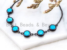 Load image into Gallery viewer, Sliding Adjustable Chain Bracelet, Evil Eye Bracelet, 8mm Turquoise Beaded Bracelet, Thin Link Bracelet, Silver Gold Bracelet, SKU#A48