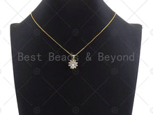 Load image into Gallery viewer, 18K Gold Large CZ Flower Shape Pendant, Flower Charm, Flower Pave Pendant, 14x16mm, Sku#LK50