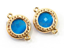 Load image into Gallery viewer, Round Bezel Connector with Faceted Cat's Eye Stone, 12x15mm, sku#A75
