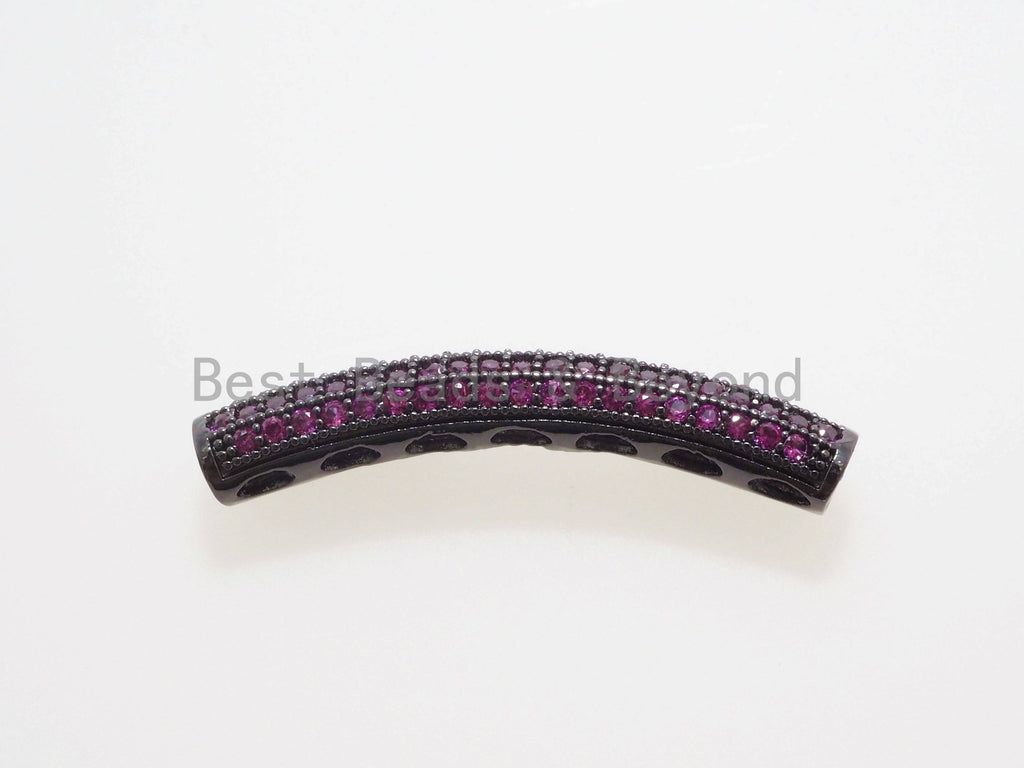 CZ Micro Pave Half Full Curve Tube for Bracelet, Purple/Fuchsia/Green/Bronze/Cobalt/Orange CZ Separator Tube, 32x5mm Tube Beads, sku#G401