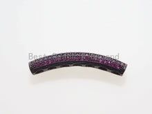 Load image into Gallery viewer, CZ Micro Pave Half Full Curve Tube for Bracelet, Purple/Fuchsia/Green/Bronze/Cobalt/Orange CZ Separator Tube, 32x5mm Tube Beads, sku#G401