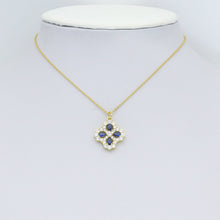 Load image into Gallery viewer, Baguette CZ Heart blue stone flower Charm Pendant,Sku#A496