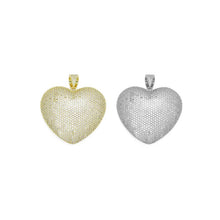 Load image into Gallery viewer, Gold Silver Clear CZ Large Puffy Heart Charm Pendant, Sku#LX663