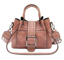 Load image into Gallery viewer, Women's Double Layer Cowhide Leather Bucket Bag - Genuine Leather Shoulder Handbag | Black Brown Pink