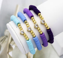 Load image into Gallery viewer, Colorful Heishi Bead with heart bracelets, sku#O111