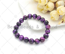 Load image into Gallery viewer, Natural Purple Tiger Eye Stretchy Bracelet