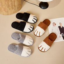 Load image into Gallery viewer, Unisex Cat Paw Plush Slippers | Faux Fur Slip-On Home Shoes