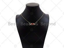 Load image into Gallery viewer, Gold Filled Red Enamel Heart CZ Micro Pave MOM Shape Pendant, 18K Gold Filled Charm, Mother's day, Necklace Pendant,11x32mm,Sku#LD125