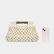 Load image into Gallery viewer, Hollow-out Bamboo-Section Handle Handwoven Small Square Bag