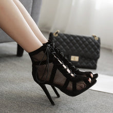 Load image into Gallery viewer, Women's Open-Toe Stiletto Heels | High-Quality Suede Platform Pumps
