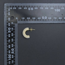 Load image into Gallery viewer, Multiline Pearl C Hoop Earrings, Sku#A291