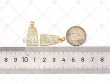 Load image into Gallery viewer, CZ Micro Pave Bell Shape Pendant, 18K Gold Filled Cubic Zirconia Charm, Necklace Bracelet Charm Pendant,12x22mm, Sku#LK474