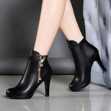 Load image into Gallery viewer, Women's Pointed-Toe Stiletto Boots | PU Leather High Heel Ankle Boots