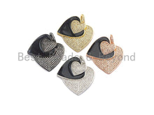 Load image into Gallery viewer, Micro Pave CZ Enamel Three Heart Pendant,Black Enamel Pendant,Enamel Heart Pendant, Oil Drop jewelry Findings,27x29mm,sku#F931