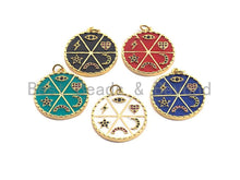 Load image into Gallery viewer, Pave CZ  Enamel Moon Star Heart Eye Rainbow Pendant, F935