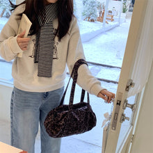 Load image into Gallery viewer, Women's Leopard Print Tote Bag - Soft Suede Shoulder Bag with Dual Straps