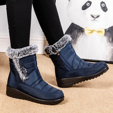Load image into Gallery viewer, Women's High Top Snow Boots | Faux Rabbit Fur Collar | Chain Detail | Waterproof Warm Winter Boots