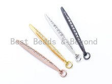 Load image into Gallery viewer, CZ Clear Micro Pave Double Point Leaf Pendant,Cubic Zirconia Pendant,3x40mm, sku#F91