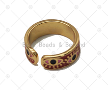 Load image into Gallery viewer, Colorful Enamel Evil Eye Adjustable Ring, 18K Gold Filled Ev