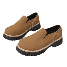 Load image into Gallery viewer, Women's Rivet Slip-On Chunky Heel Casual Shoes – PU Leather Low-Top British Style