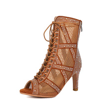 Load image into Gallery viewer, Women's Sparkling Rhinestone Mesh High Heels – Satin Dance &amp; Evening Shoes