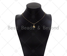 Load image into Gallery viewer, CZ Micro Pave Do Everything For You Word On Fan Shape Pendant,14K Dainty Gold Leaf Charm, Necklace Bracelet Charm,14x16mm,Sku#ZX04