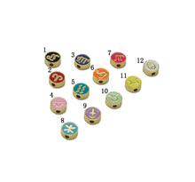 Load image into Gallery viewer, Gold Enamel Twelve Constellations Round Coin Spacer Beads, Sku#G434