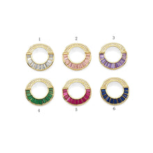 Load image into Gallery viewer, Colorful Baguette CZ Gold Round Ring Charm, Sku#LX323