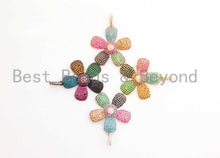 Load image into Gallery viewer, 28mm CZ Rainbow Color Micro Pave Daisy Flower Pendant,Cubic Zirconia Paved Flower Charm Gold,Silver, Rose Gold,Gunmetal plated,sku#F489