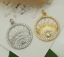 Load image into Gallery viewer, CZ Evil Eye On Round Ring Charm, Sku#B176