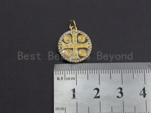 Load image into Gallery viewer, 18K Gold CZ Micro Pave Saint Bendict Benito Pendant Charm, z851