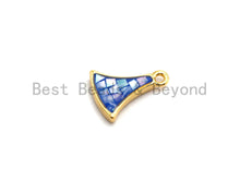 Load image into Gallery viewer, 100% Natural Fan-Shaped Royal Blue Shell Pendant/Charm, Gold/Silver Finish, Bracelet Necklace Making Charms, 9x12mm,SKU#Z300