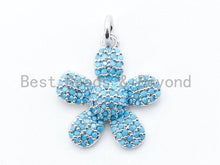 Load image into Gallery viewer, 16mm CZ Turquoise Micro Pave Daisy Flower Pendant,sku#L83