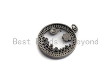 Load image into Gallery viewer, Colorful CZ Micro Pave Hollow Out Clover and Ladybird Pendant/Charm, Silver/Black/Gold Tone, 20x25mm,Sku#Z592