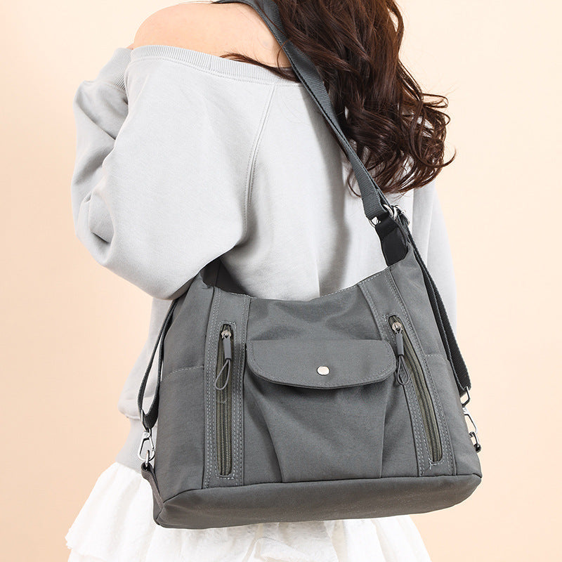 Women's Large Capacity Nylon Shoulder Bag – Lightweight Crossbody with Phone Pocket