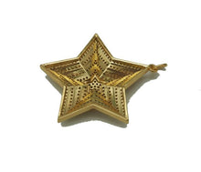 Load image into Gallery viewer, Large CZ Gold Five Point Star Charm, Sku#L659