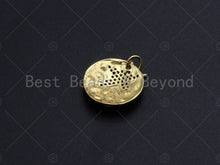 Load image into Gallery viewer, 18K Gold Medallion Round Coin with Black Pave Star Charm, Brass Medallion, Gold Coin Charm, 17mm, Sku#LK23