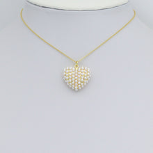 Load image into Gallery viewer, White Pearl Gold Heart Shape Charm Pendant, Sku#A456
