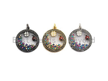 Load image into Gallery viewer, Colorful CZ Micro Pave Hollow Out Clover and Ladybird Pendant/Charm, Silver/Black/Gold Tone, 20x25mm,Sku#Z592