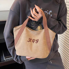 Load image into Gallery viewer, Women's Canvas Tote Bag with Letter Print - Fashionable Dumpling Bag