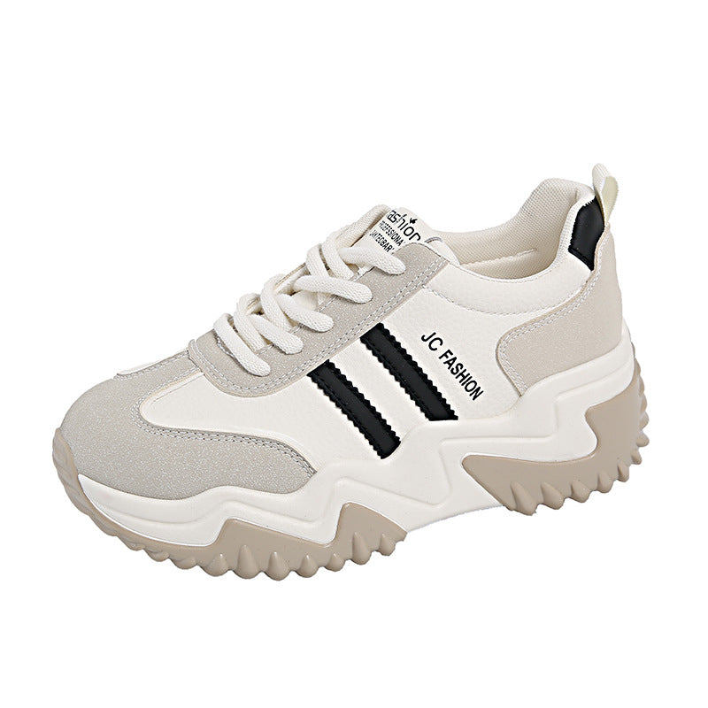 Women's Thick Sole Running Sneakers - Casual Platform Sneakers with Height Enhancement