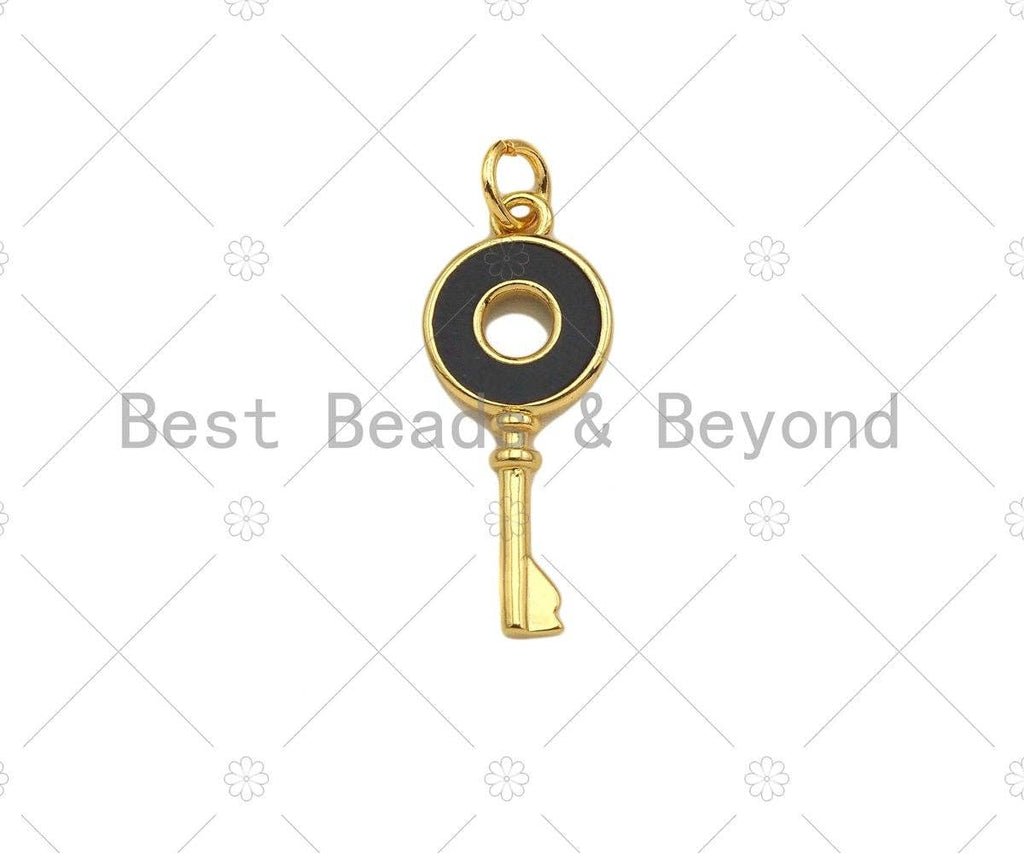 Enamel Colorful Round Ring On Key Shape Pendant,18K Dainty Gold Enamel Charm,Enamel Jewelry,10x24mm,Sku#LK272