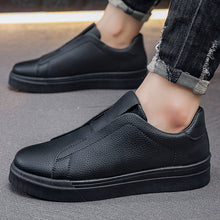 Load image into Gallery viewer, Men's Korean-Style Slip-On Casual Sneakers | PU Leather Round Toe Mid Heel Shoes