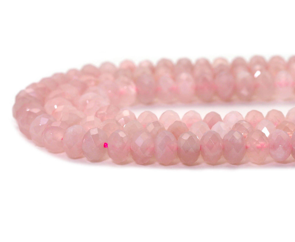 Genuine Quality Rose Quartz Rondelle Faceted Beads, 4x6mm/5x8mm, Sku#UA301