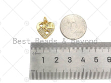 Load image into Gallery viewer, CZ Micro Pave Love Word with Hollow Out Heart On Heart Pendant,18K Gold Charm, Necklace Bracelet Charm Pendant,14x16mm,Sku#LK307