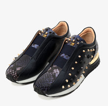 Load image into Gallery viewer, The Infanta Navy Spike Leather Women Sneaker Limited Edition