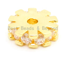 Load image into Gallery viewer, CZ Micro Pave Flower Wheel Spacer Beads, Cubic Zirconia Space pave Beads, 6x2mm/8x2mm, sku#G84