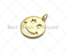 Load image into Gallery viewer, Dainty Gold/Silver Smiley Cute Face Shape Pendant/Charm, Smiley Face Medallion Charm,Necklace Bracelet Charm Pendant,20x18mm, Sku#LK241