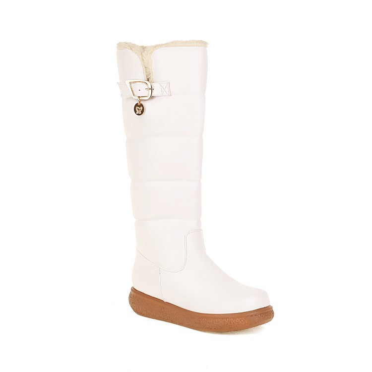 Women's Fleece-Lined High Boots - Warm Winter Boots with Side Zipper